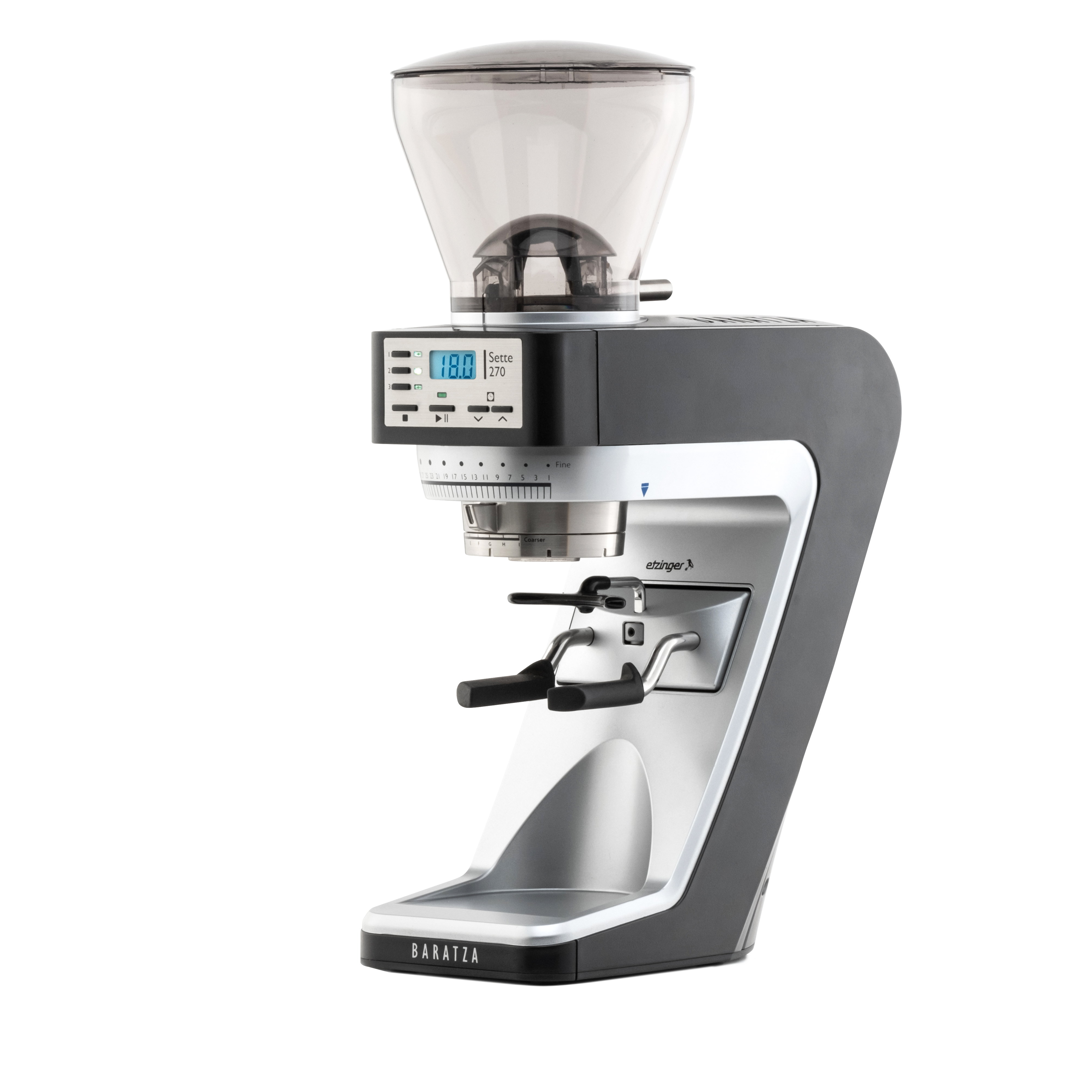 Baratza Sette 270 espresso grinder with macro and micro adjustments, ideal for fine grind settings, featuring hands-free, time-based dosing for home espresso enthusiasts.