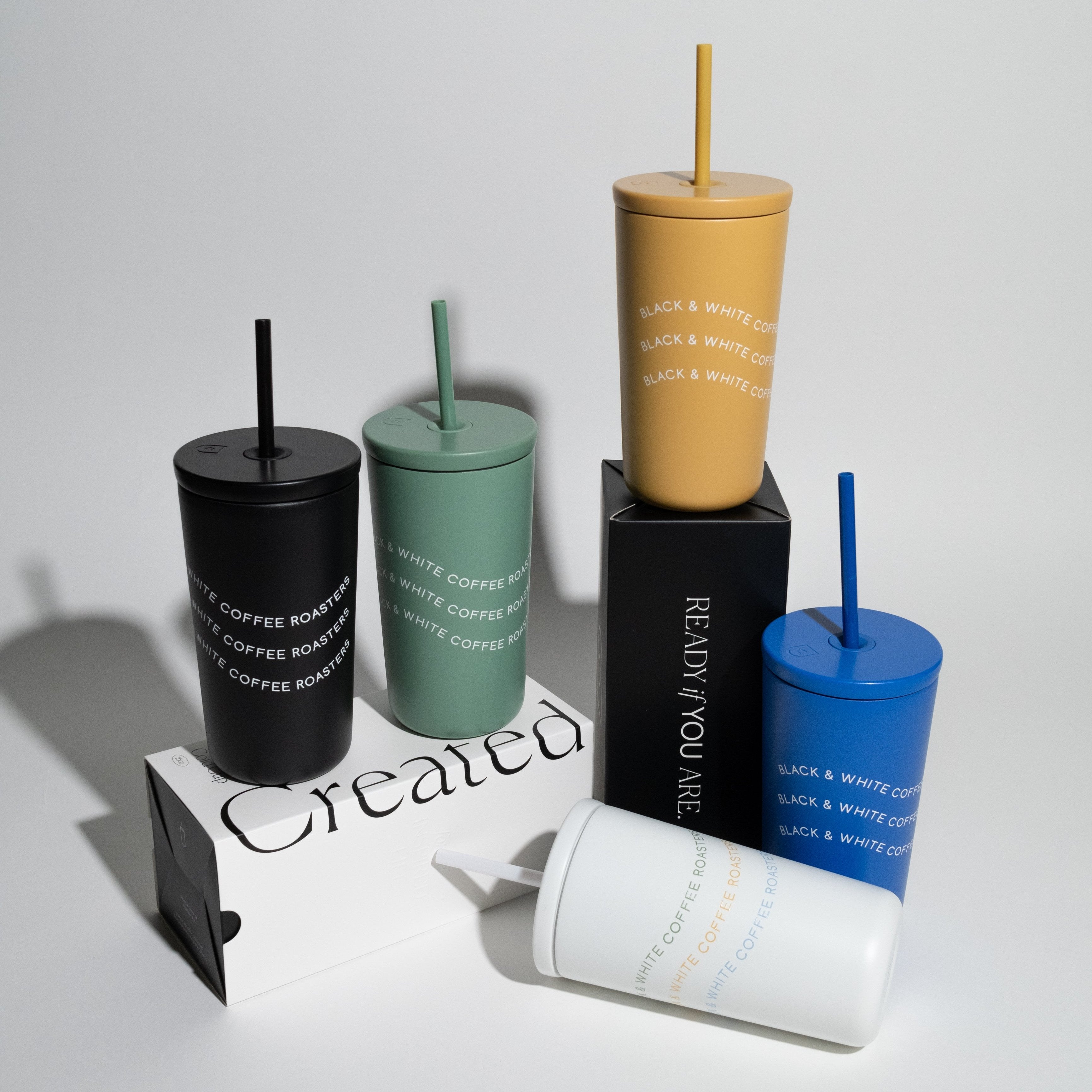 B&W Created Co. Cold Cup, 16oz, features a double-walled stainless steel design with a twist-on lid, perfect for hot or cold drinks.