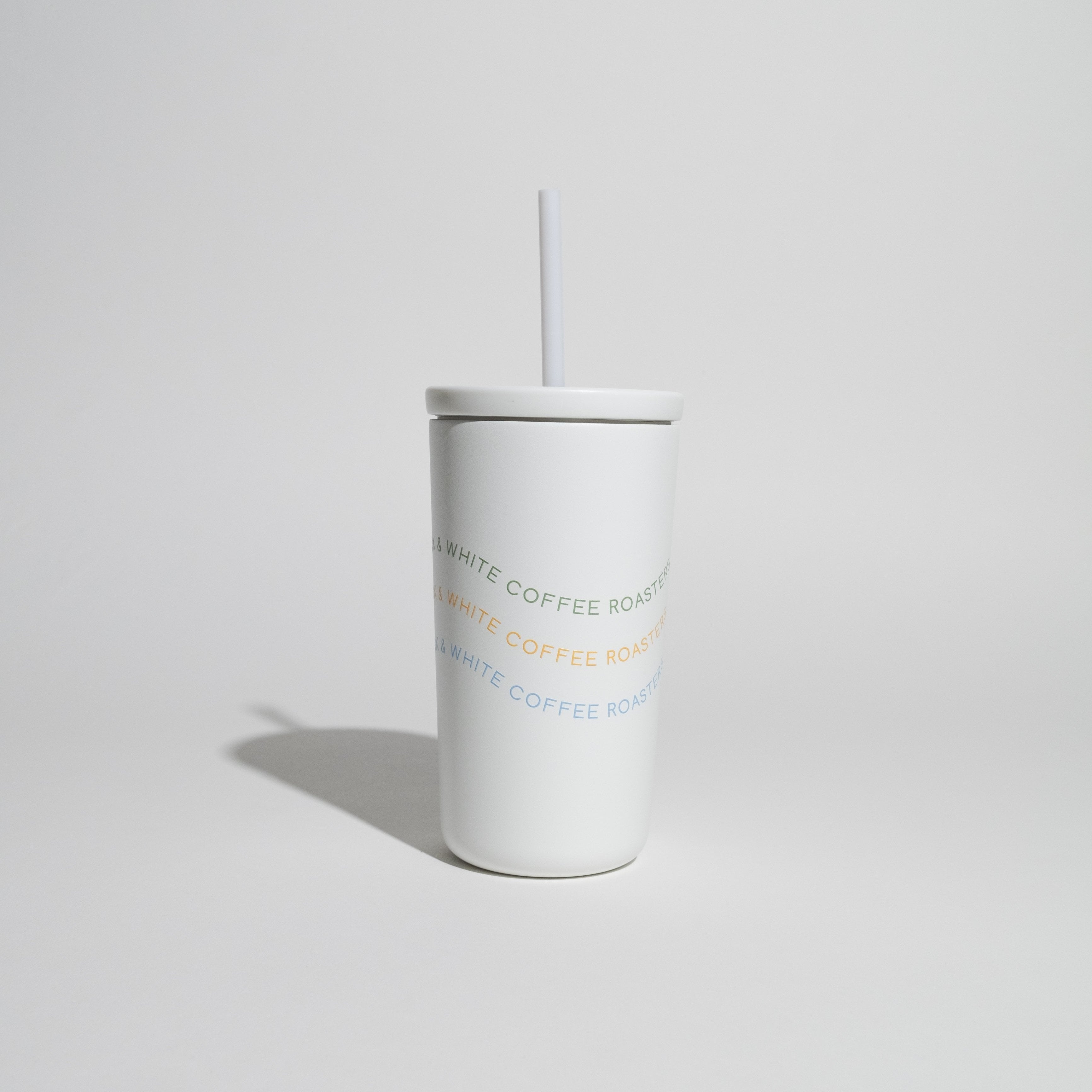 B&W Created Co. Cold Cup, 16oz, features double-walled stainless steel with vacuum insulation, a twist-on lid, and fits standard cup holders. Perfect for specialty coffee.