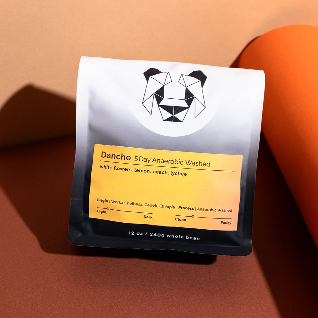 Danche - 5 Day Anaerobic Washed coffee, highlighting Ethiopian origin, floral and citrus notes, with lychee undertones from SNAP Specialty Coffees.