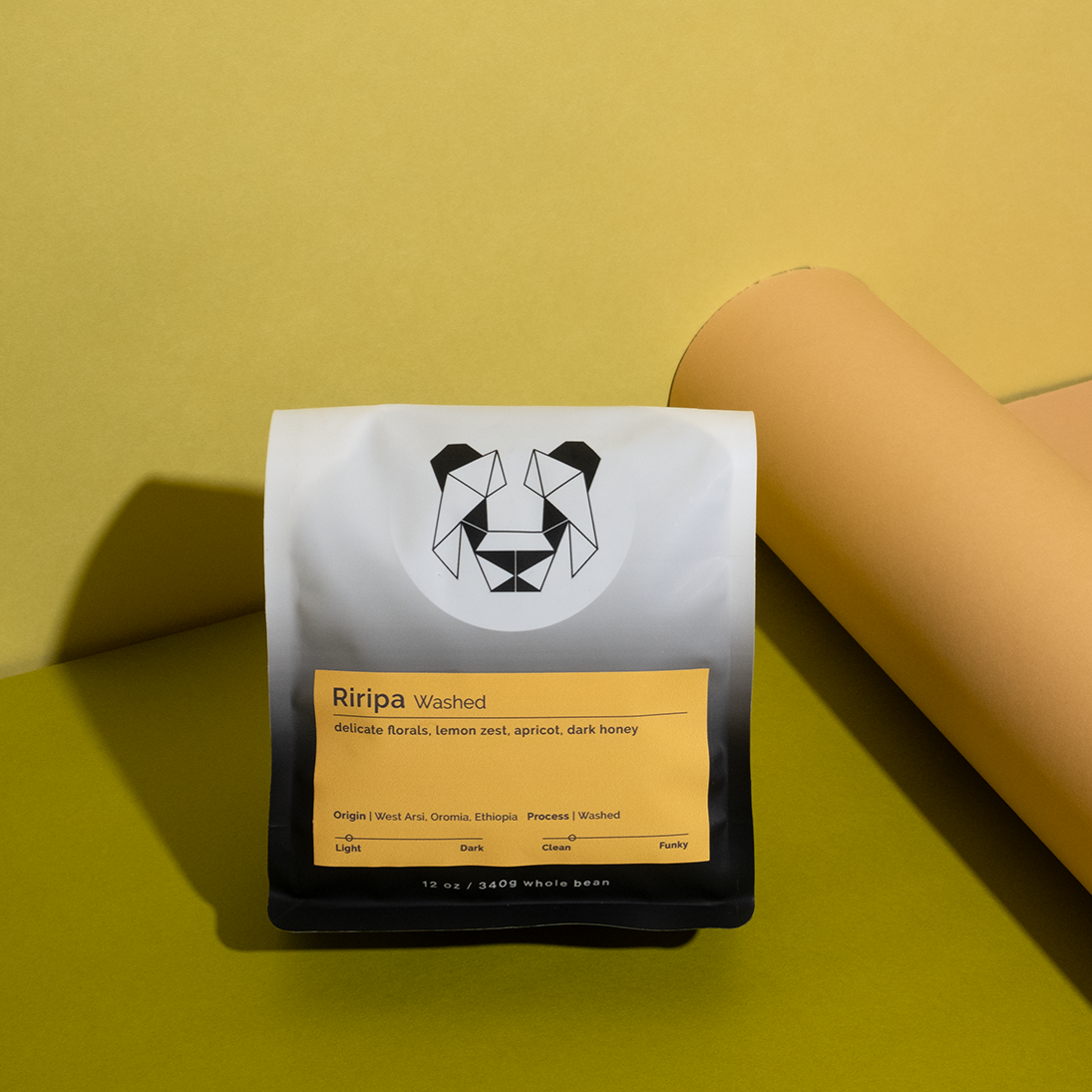Riripa - Washed coffee bag from SNAP Specialty Coffee, highlighting Ethiopian origins and Negussee Debela's expertise in producing balanced, subtly floral, tropical-flavored coffee.