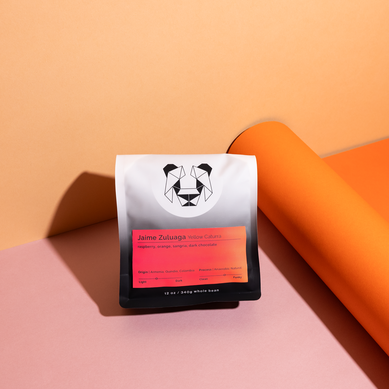 Jaime Zuluaga - Yellow Caturra coffee, highlighting ripe cherries, anaerobic fermentation, and its fruit-forward, winey profile with notes of raspberry, orange, and dark chocolate.