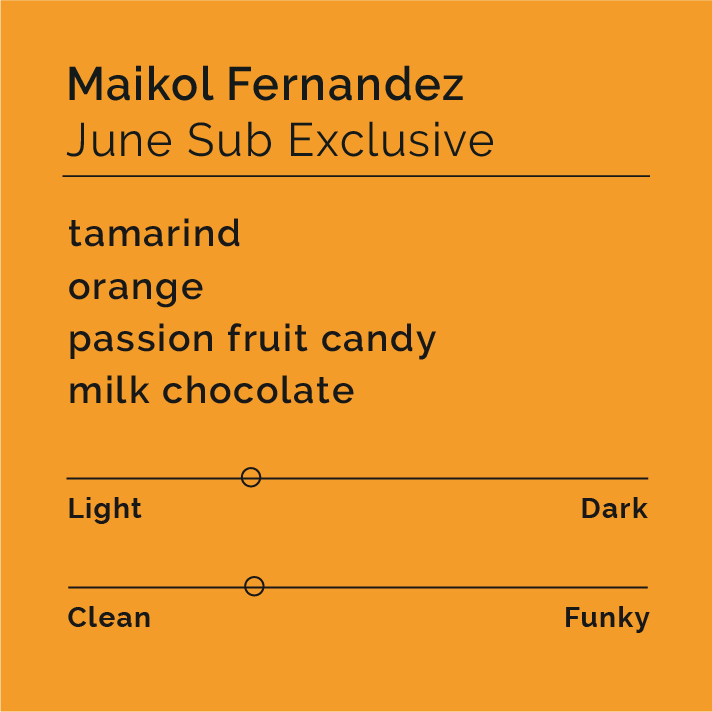 Maikol Fernandez - Sub Exclusive coffee, showcasing honey-processed beans from Finca Don Andres, highlighting tropical flavors like tamarind and navel oranges, embodying family legacy.