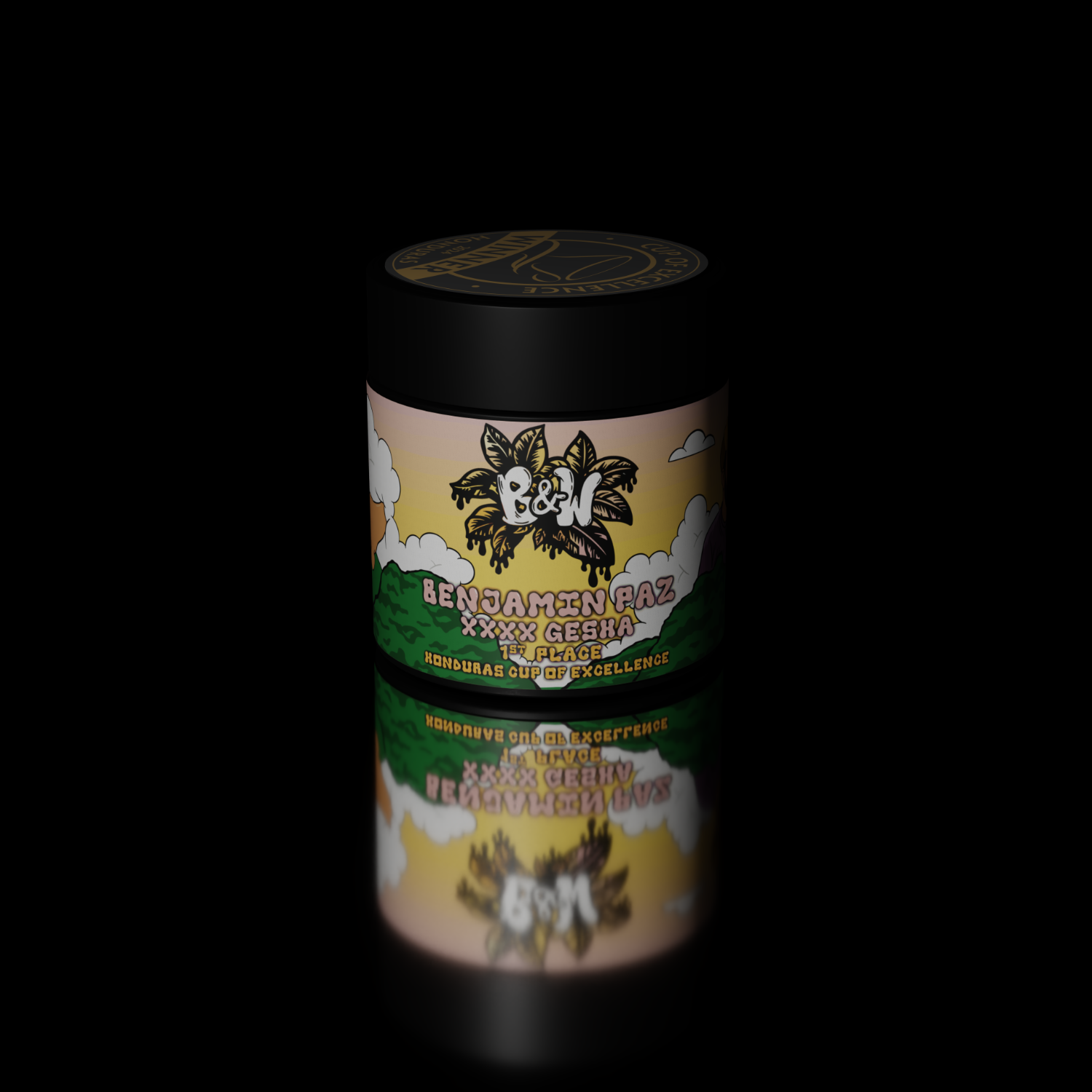 Benjamin Paz CoE #1 - Roasters Collab Box Set, featuring a close-up of the branded coffee container, highlighting the award-winning collaboration of four renowned roasters.