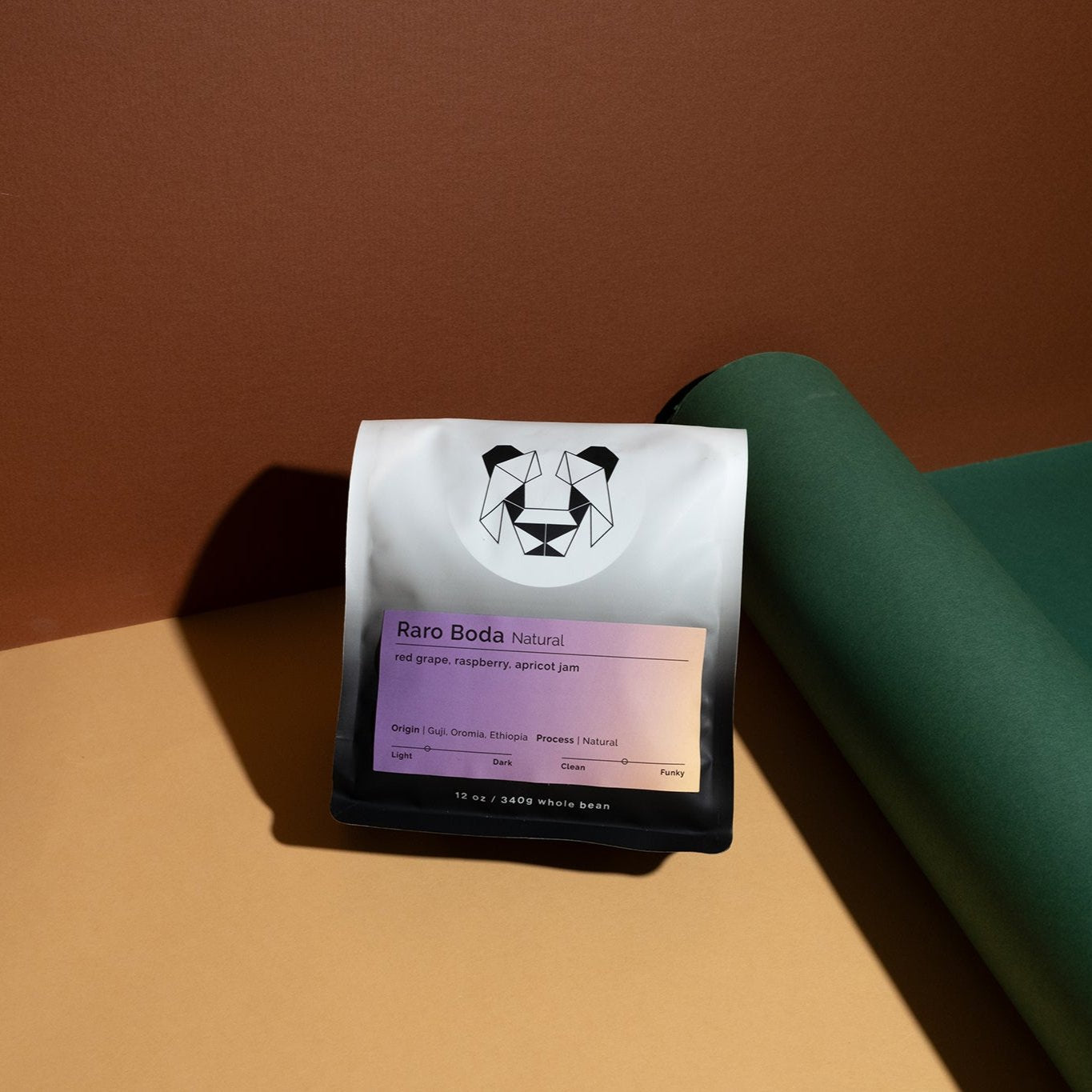 Raro Boda - Natural coffee beans from Ethiopia, processed at Raro Boda wet mill, offering a complex, fruity profile with raspberry, grape, and apricot notes.