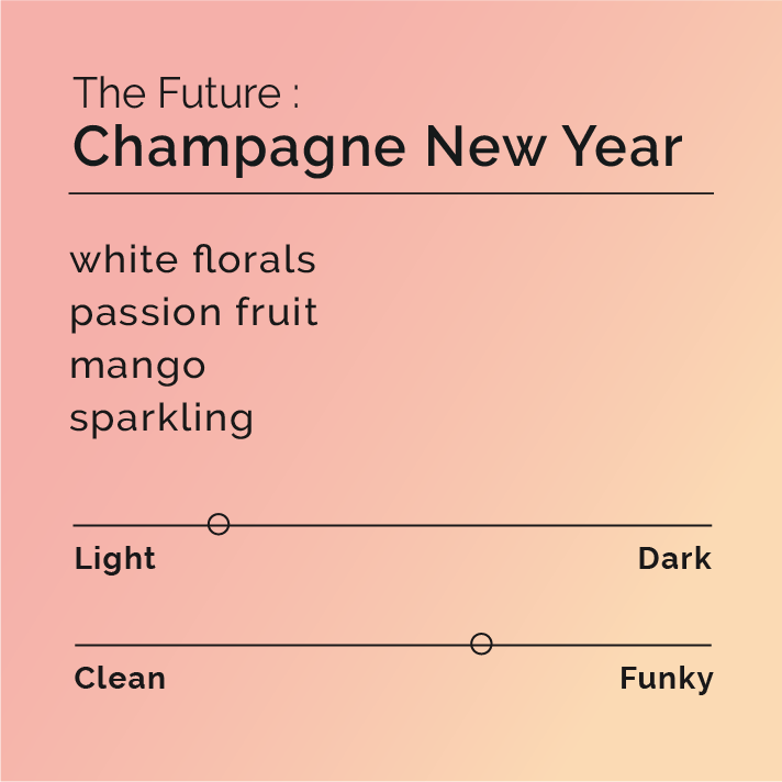 The Future - Champagne New Year coffee blend, featuring six vibrant coffees, emphasizing floral and tropical notes, symbolizing a celebratory toast.