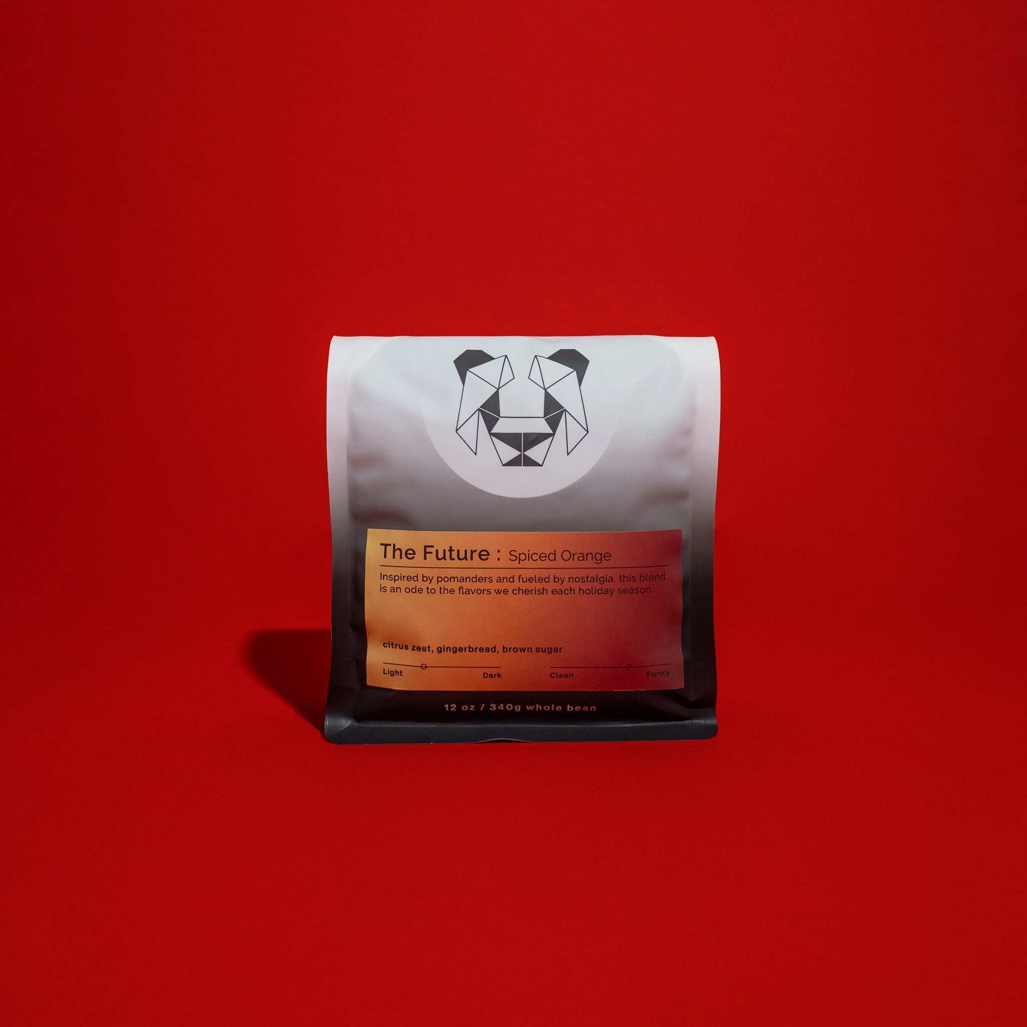 The Future - Spiced Orange blend, featuring a vibrant mix of co-fermented coffees, evokes holiday nostalgia with its aroma of spices and citrus.