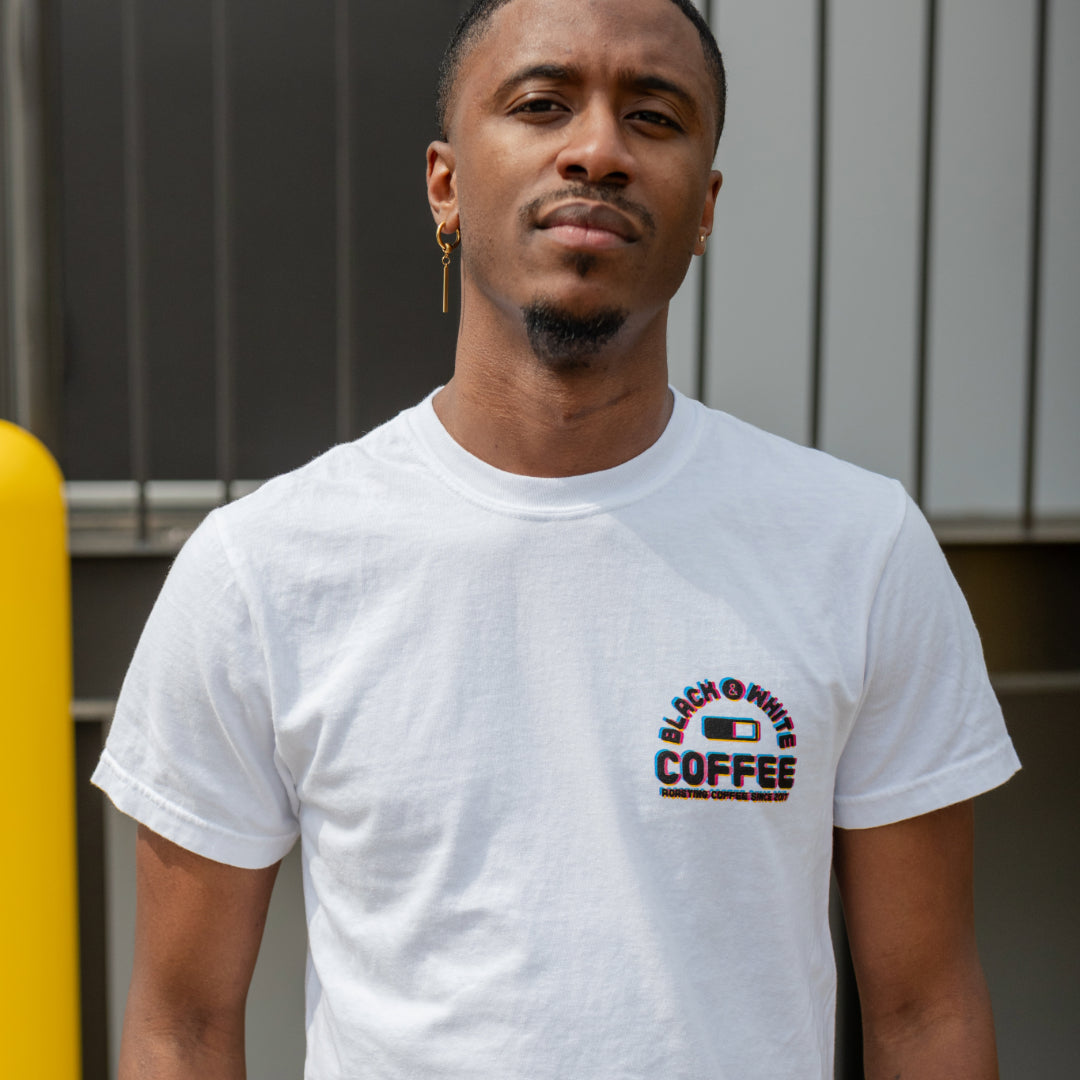 Summer '24 Glitch Panda Shirt with front pocket logo and glitchy panda design on back; heavyweight cotton, slightly oversized fit for comfort and durability.