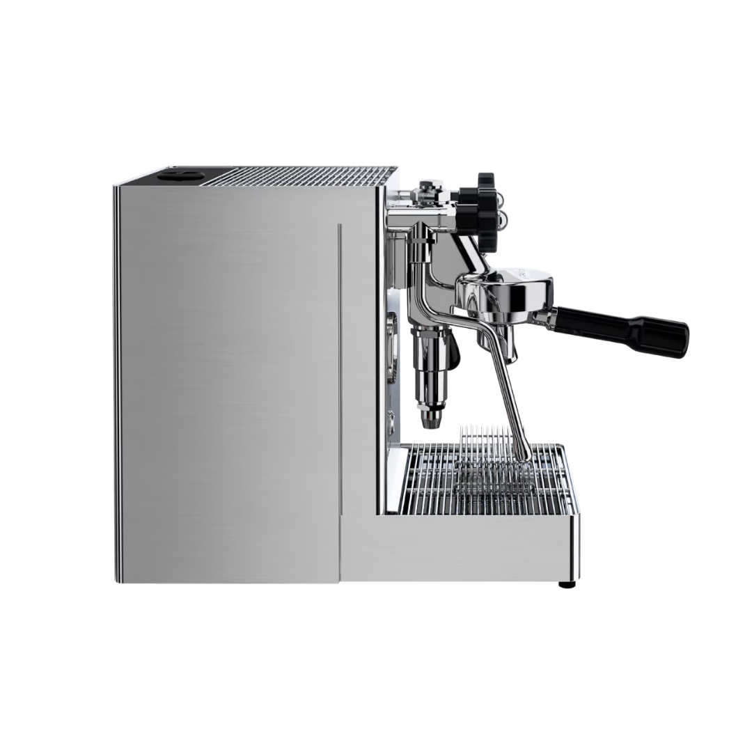 Lelit Mara X espresso machine featuring a L58E group, manual water flow control, and dual boiler for thermal stability, showcasing elegance and power in design.