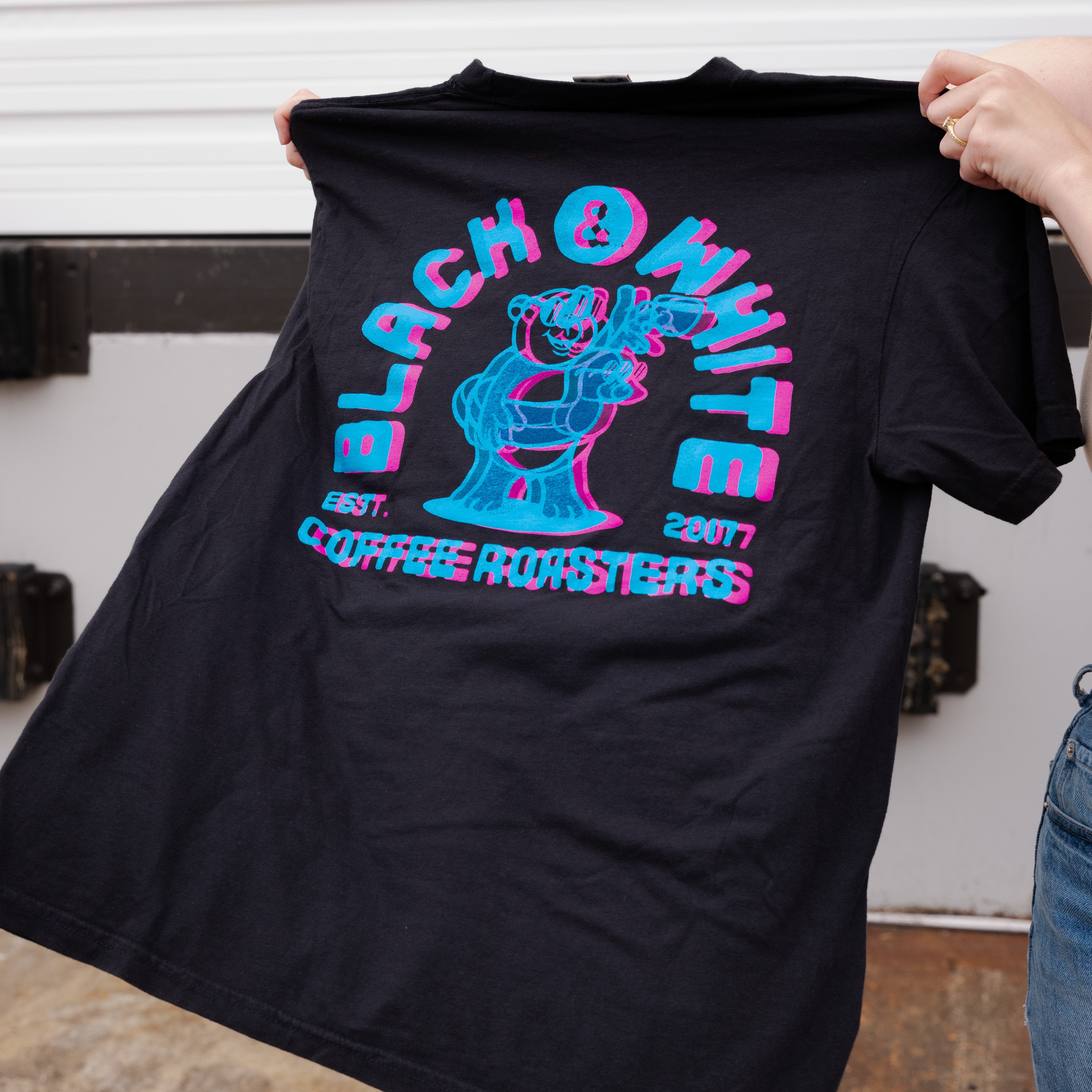 Summer '24 Glitch Panda Shirt featuring a front pocket logo and a glitchy panda design on the back, offering a slightly oversized, heavyweight fit.