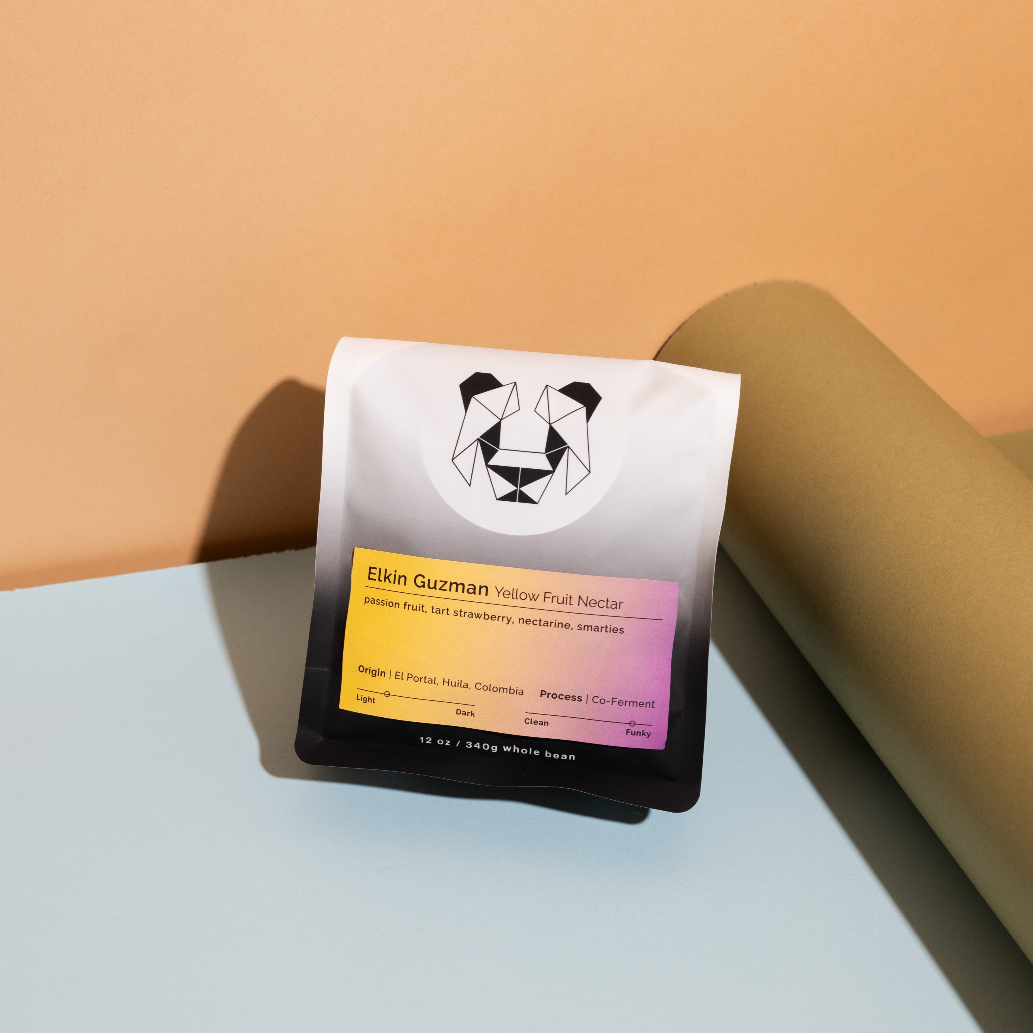 Elkin Guzman - Yellow Fruit Nectar coffee, showcasing co-fermentation process, featuring yellow fruits' starter culture, from El Mirador farm in El Portal, Colombia.