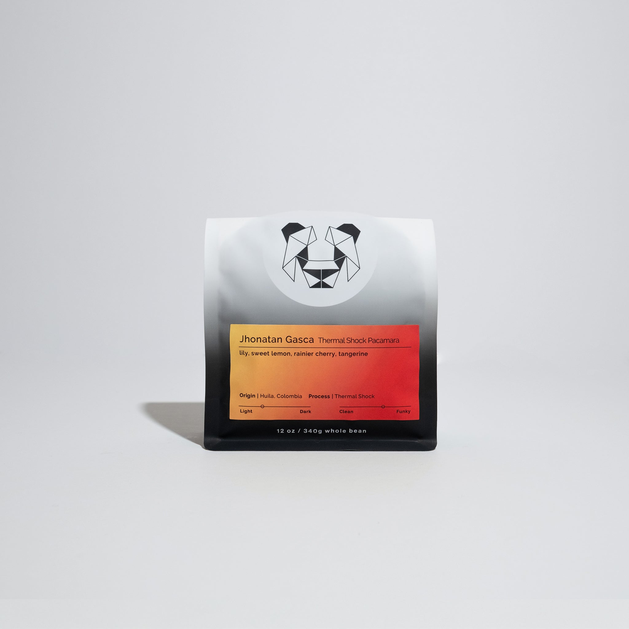 Jhonatan Gasca - Thermal Shock Pacamara coffee, featuring unique processing methods, enhancing fruity flavors, with notes of lilies, cherries, meyer lemons, and tangerines. Origin: Huila, Colombia.